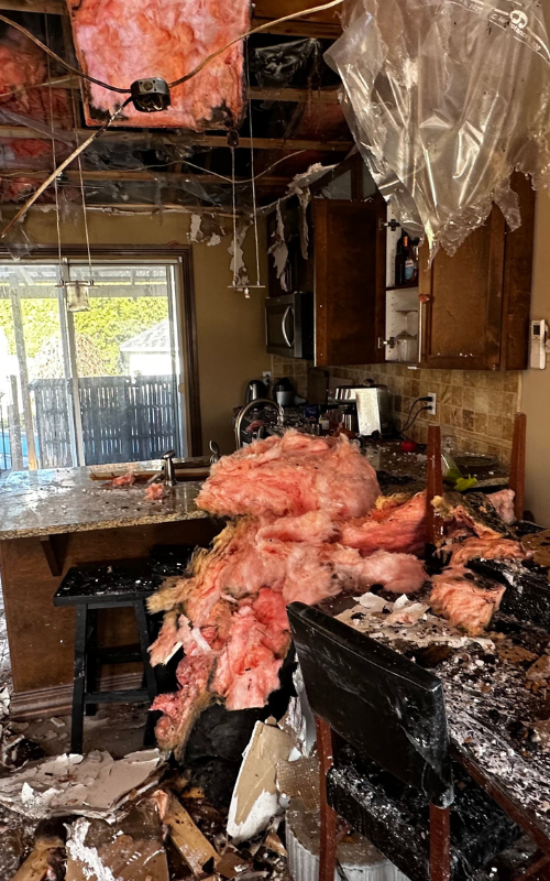 Image d'un appartement suite à un sinistre